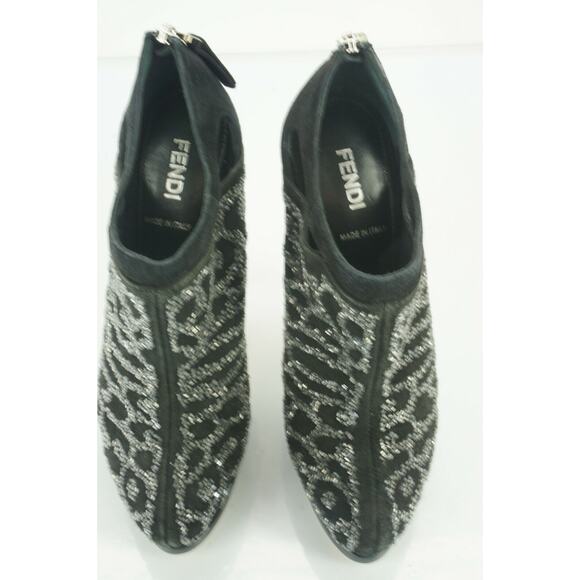 Fendi Crystal Trim Suede Vertigo Platform Heel Ankle Booties Size 35 $1195 Zip - Picture 3 of 12